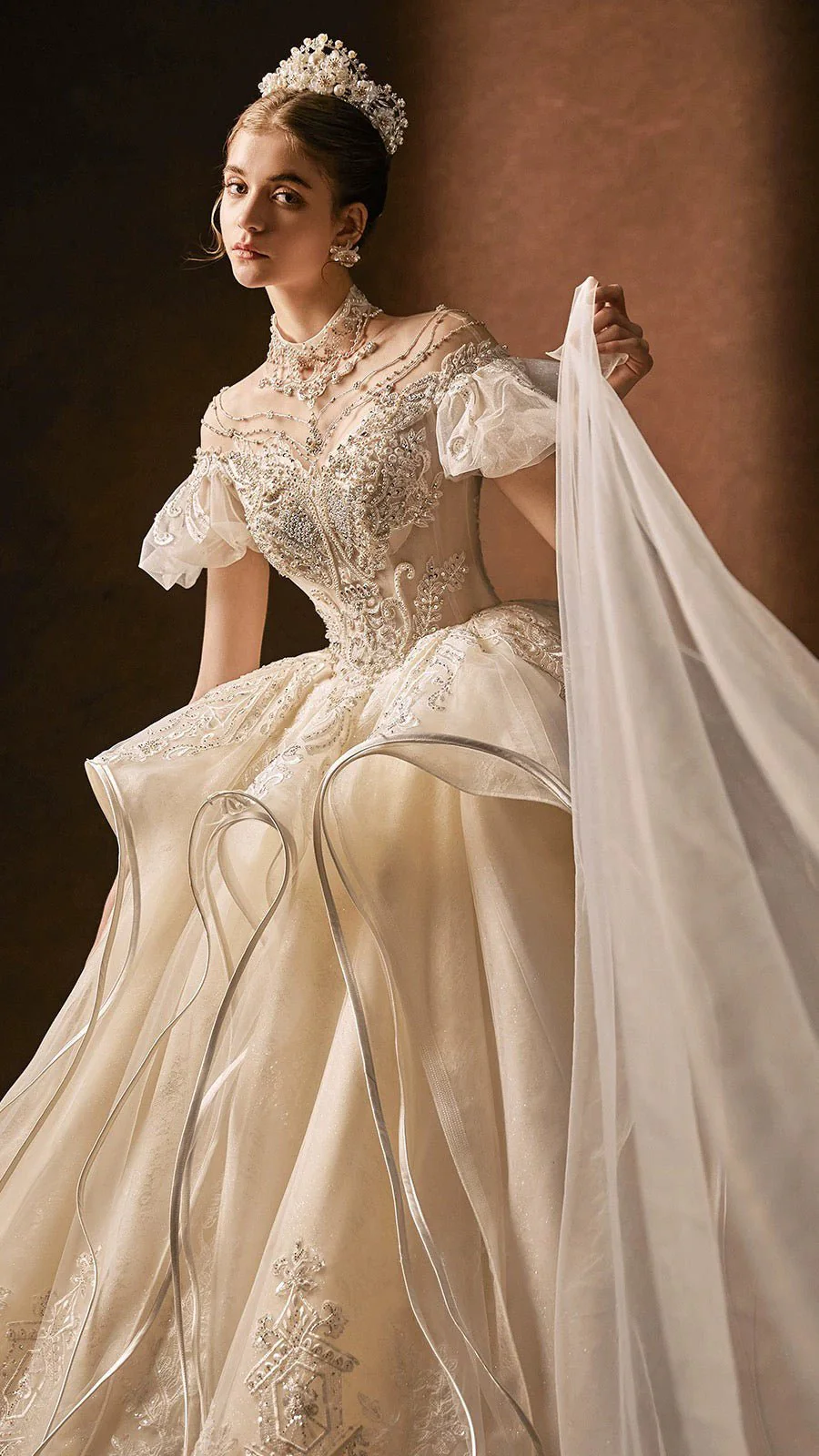 Vintage Inspired Luxury Princess Beading Wedding Dress With Open Back- Plus Size - Image 4