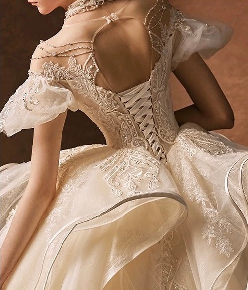 Vintage Inspired Luxury Princess Beading Wedding Dress With Open Back- Plus Size - Image 7