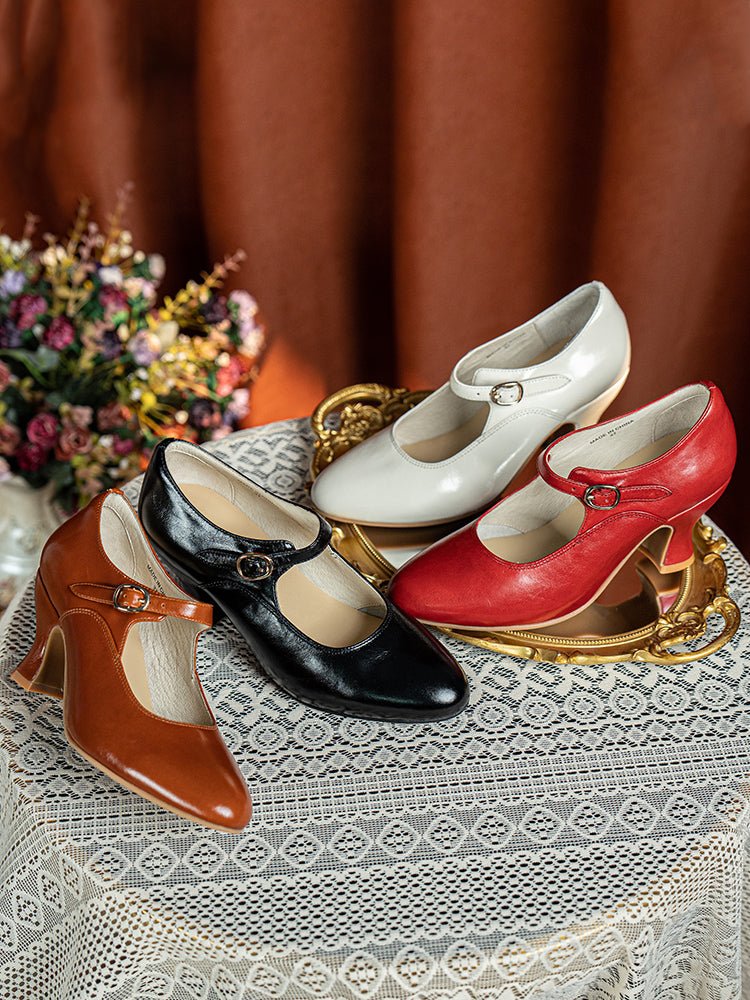 Handmade Classic Mary Jane Vintage Leather Heels - Image 4