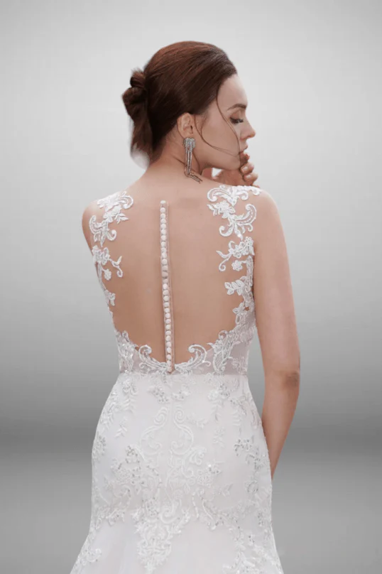 Appliques Lace Embroidery Sweetheart Neckline Mermaid Long Train Wedding Dress- Plus Size - Image 3
