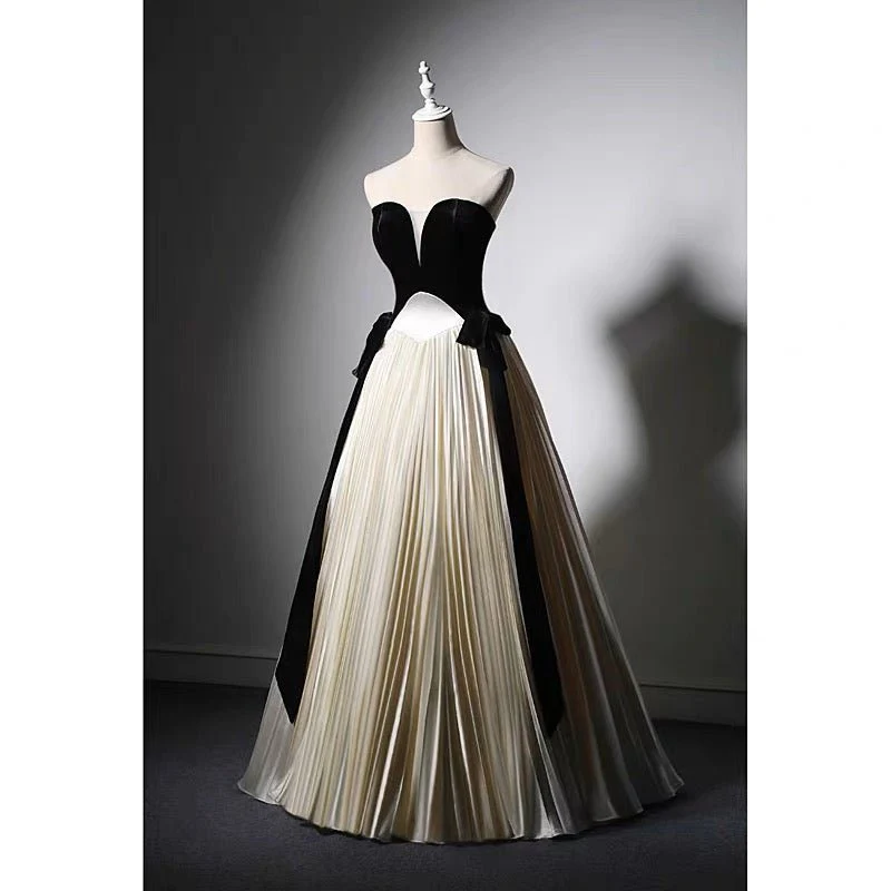 Black And White Gothic Velvet Formal Dress - Plus Size