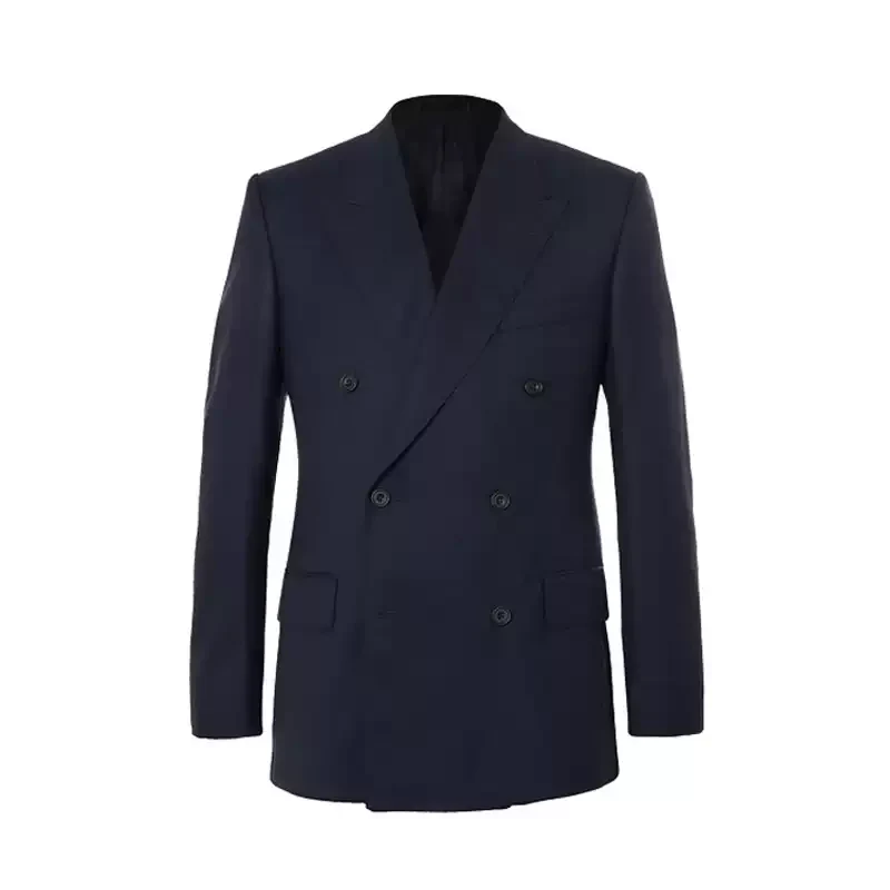 Black Double Breasted Blazer with Peak Lapel – Men's Woolen Blazer Plus Size
