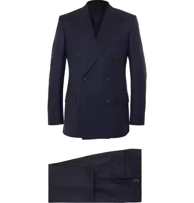 Black Double Breasted Blazer with Peak Lapel – Men's Woolen Blazer Plus Size - Image 2