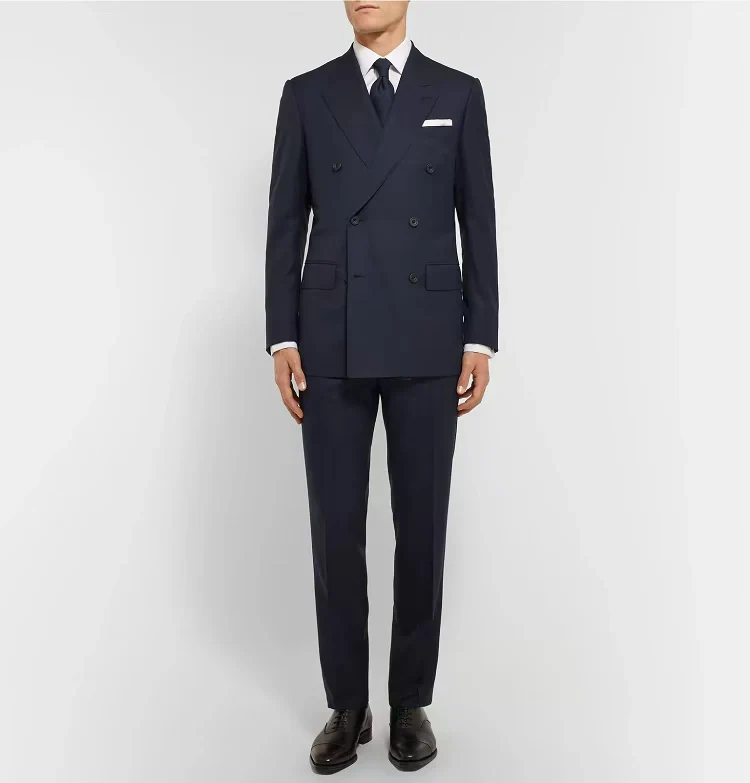 Black Double Breasted Blazer with Peak Lapel – Men's Woolen Blazer Plus Size - Image 3