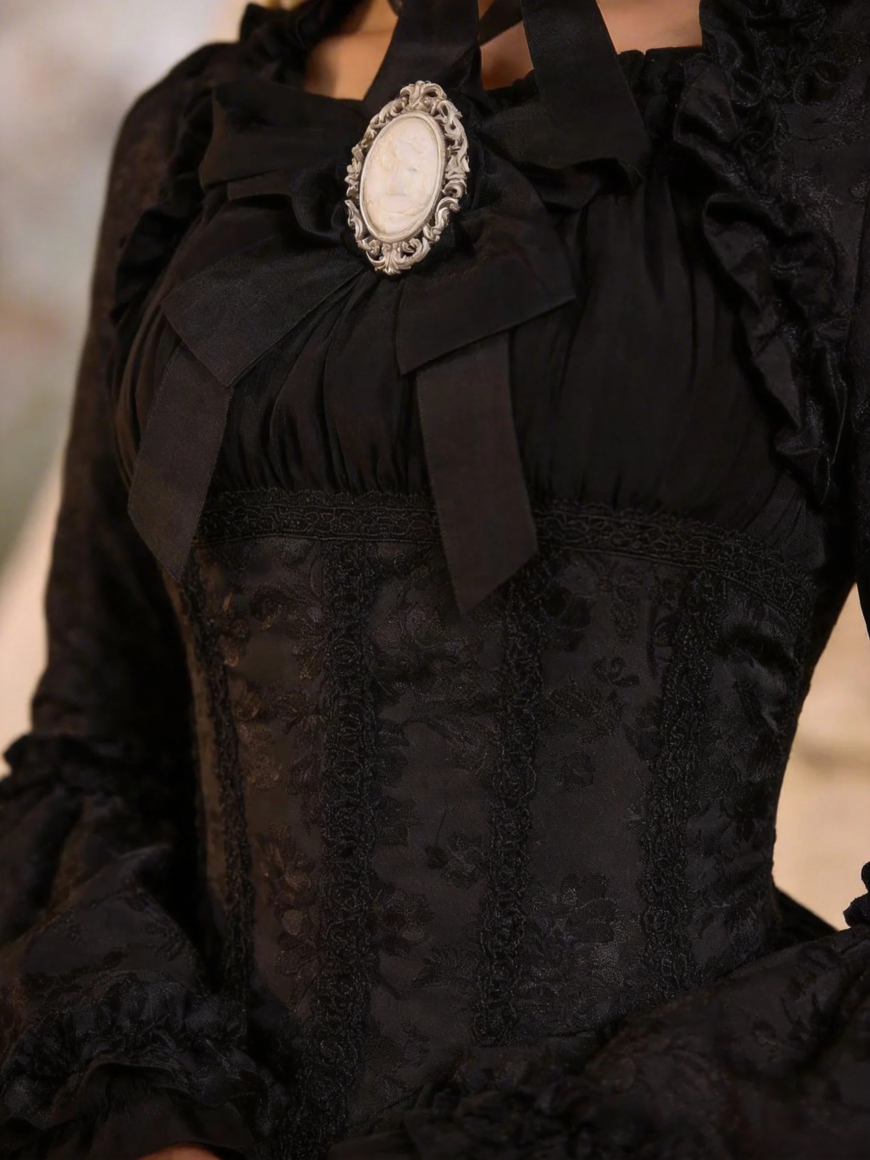 BLACK GOTHIC LOLITA DRESS - PLUS SIZE - LONG/SHORT GOTHIC LOLITA DRESS - LACE GOTHIC WEDDING DRESS - GOTHIC BALL GOWN - Image 5