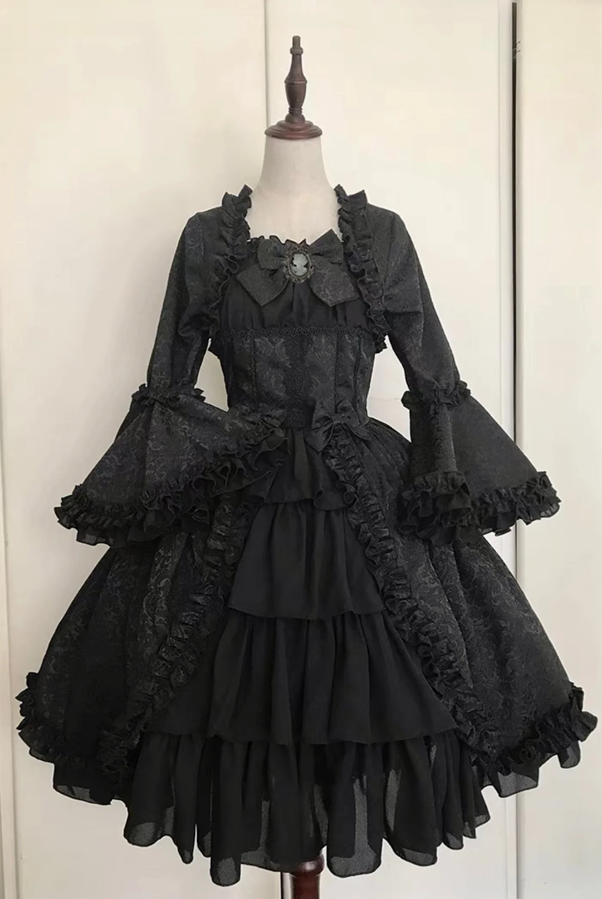 BLACK GOTHIC LOLITA DRESS - PLUS SIZE - LONG/SHORT GOTHIC LOLITA DRESS - LACE GOTHIC WEDDING DRESS - GOTHIC BALL GOWN - Image 8