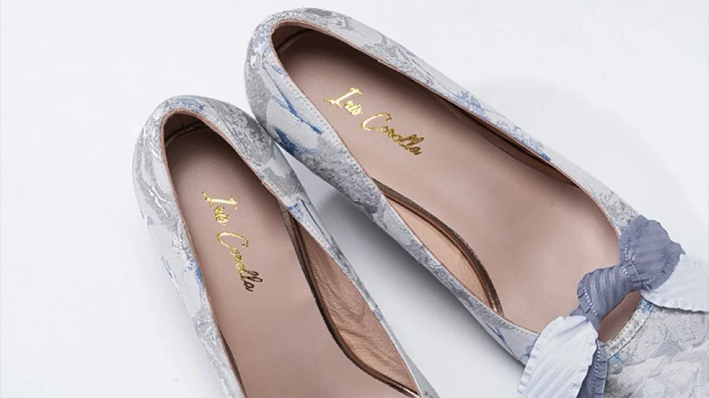 Blue Grey Regency Heels and Lolita Mules - Lolita Shoes with Bow - Image 4