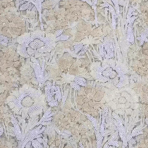 Blue Sequin Embroidered Tulle Lace Fabric - Image 3