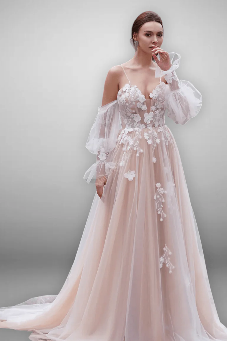 Boho Style Elegant 3D Flower Appliques A-Line Spaghetti Straps Wedding Dress - Plus Size