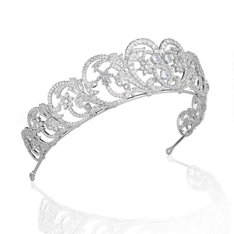 Bridal Crown Vintage Silver Headpiece With Sparkling Rhinestones - Image 8