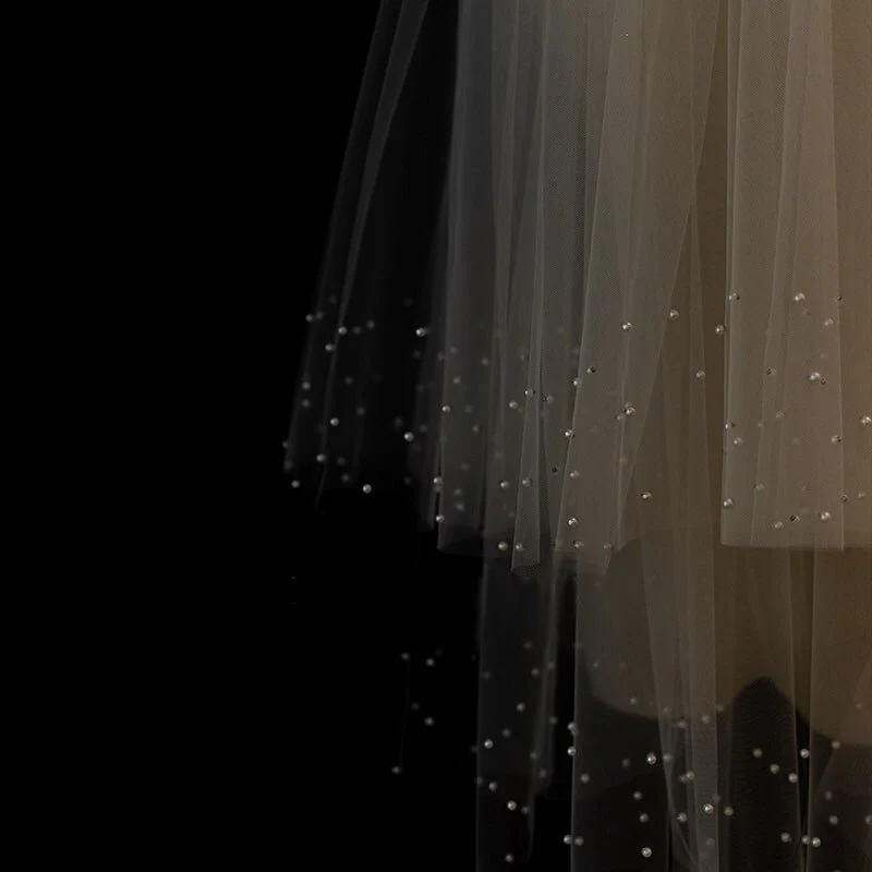 Bridal Tulle Veil With Crystal With Comb - Starry Night - Image 3