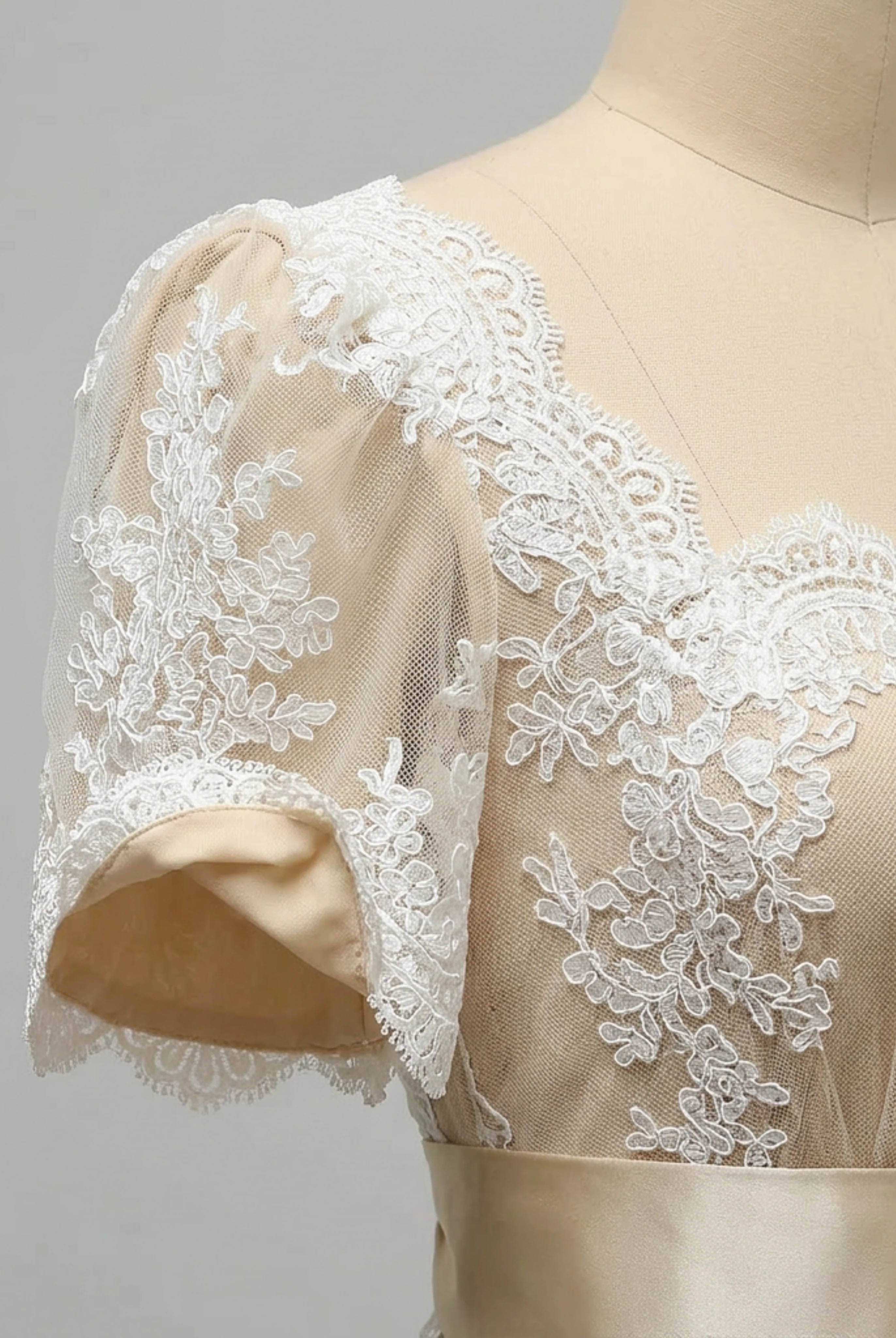 Bridgerton Daphne Empire Waist Champagne Dress With Lace- Regency Era Ball Gown Plus Size - Image 5