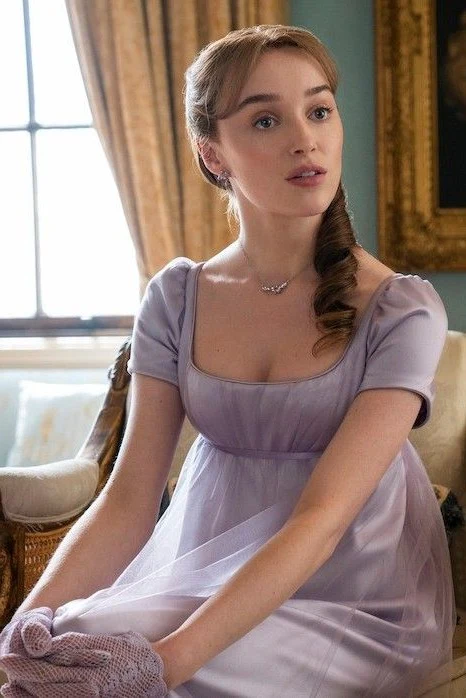 Bridgerton Daphne Purple Dress With Gauze - Regency Era Purple Satin Wedding Dress Plus Size - Image 8