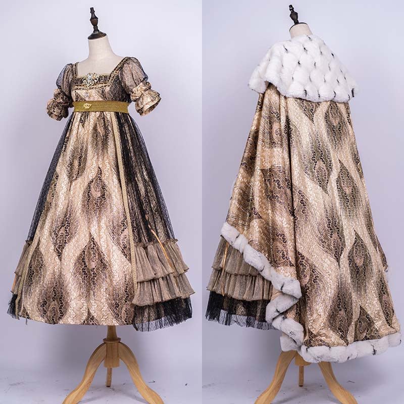 Bridgerton Inspired Black Gold Regency Era Ball Gown -  Regency Era prom dress costume Custom Made with Lace Embroidery - plus size - Image 3
