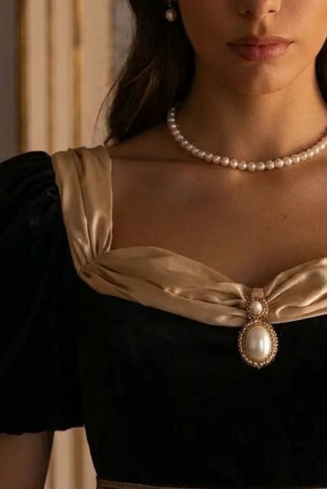 Bridgerton Inspired Black Velvet Regency Era Ball Gown - Black Dress Plus Size - Image 3
