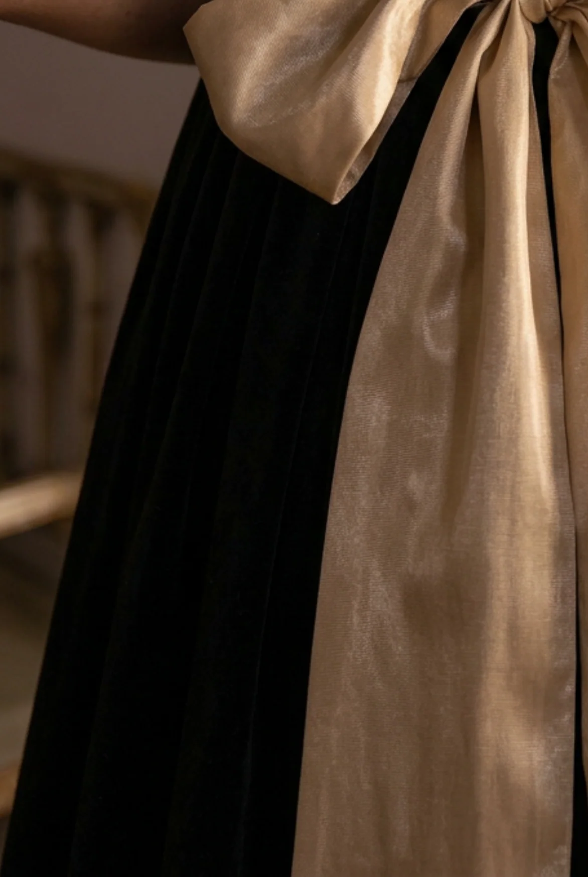 Bridgerton Inspired Black Velvet Regency Era Ball Gown - Black Dress Plus Size - Image 4
