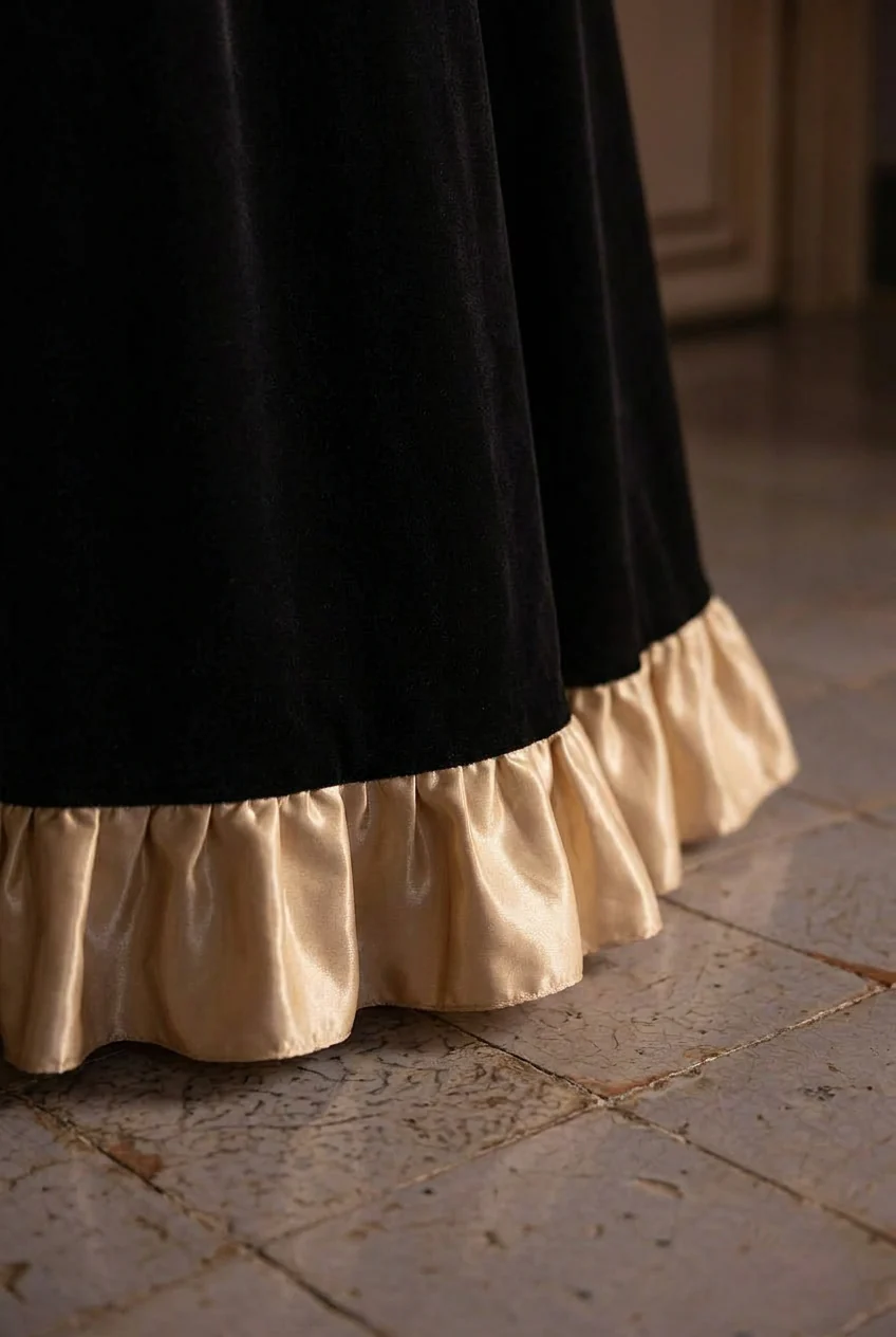 Bridgerton Inspired Black Velvet Regency Era Ball Gown - Black Dress Plus Size - Image 5