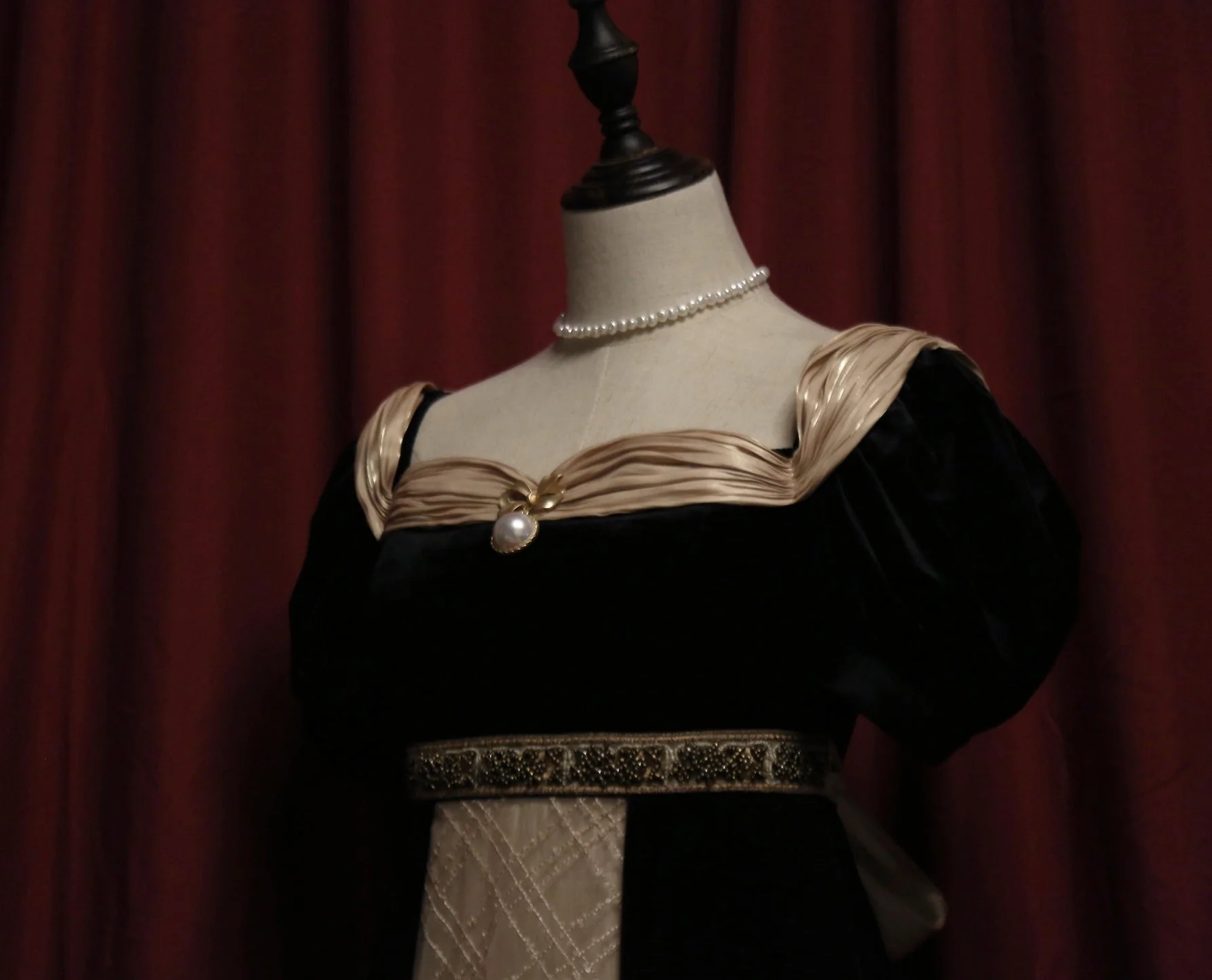Bridgerton Inspired Regency Era  Black Velvet Ball Gown - Empire Waist Regency  Dress Plus Size - Image 11