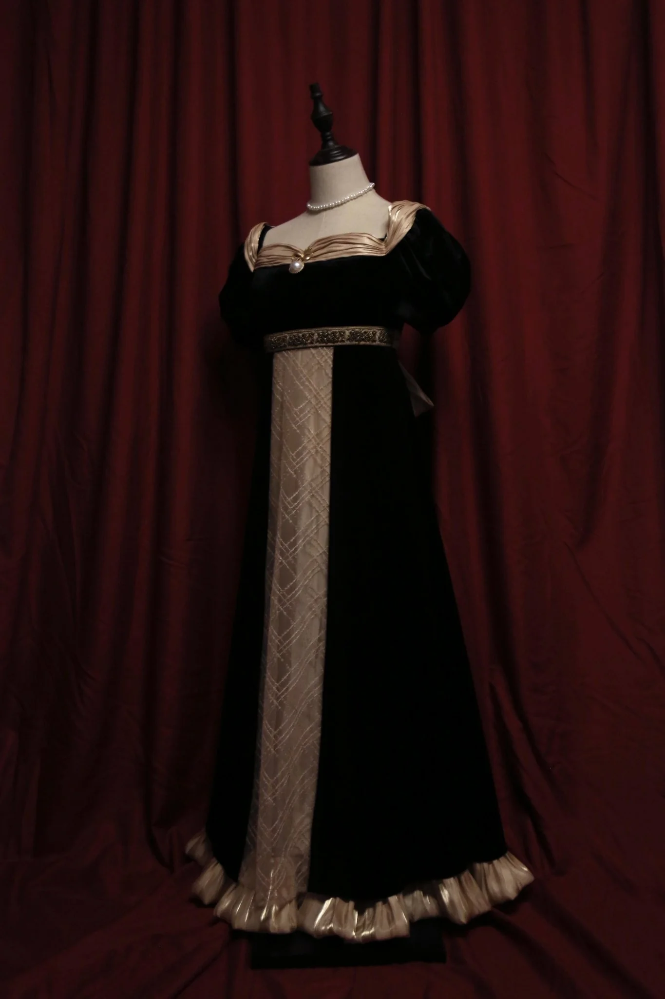Bridgerton Inspired Regency Era  Black Velvet Ball Gown - Empire Waist Regency  Dress Plus Size - Image 12
