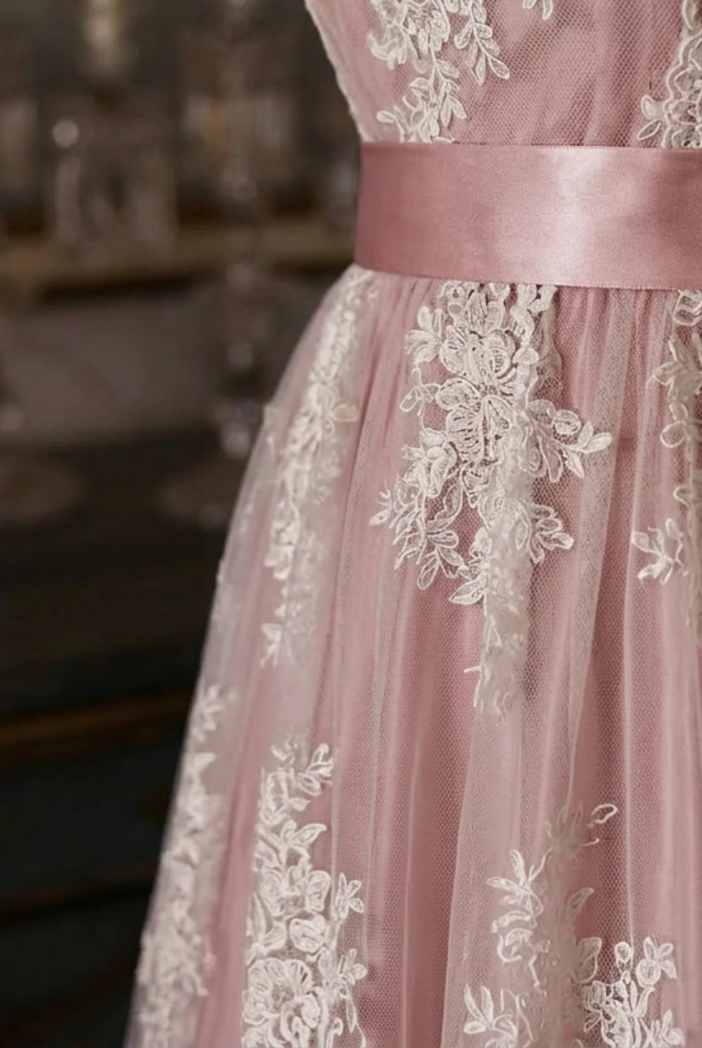 Bridgerton Pink Pale Lilac Regency Wedding Dress With Lace- Regency Era Ball Gown Plus Size - Image 4