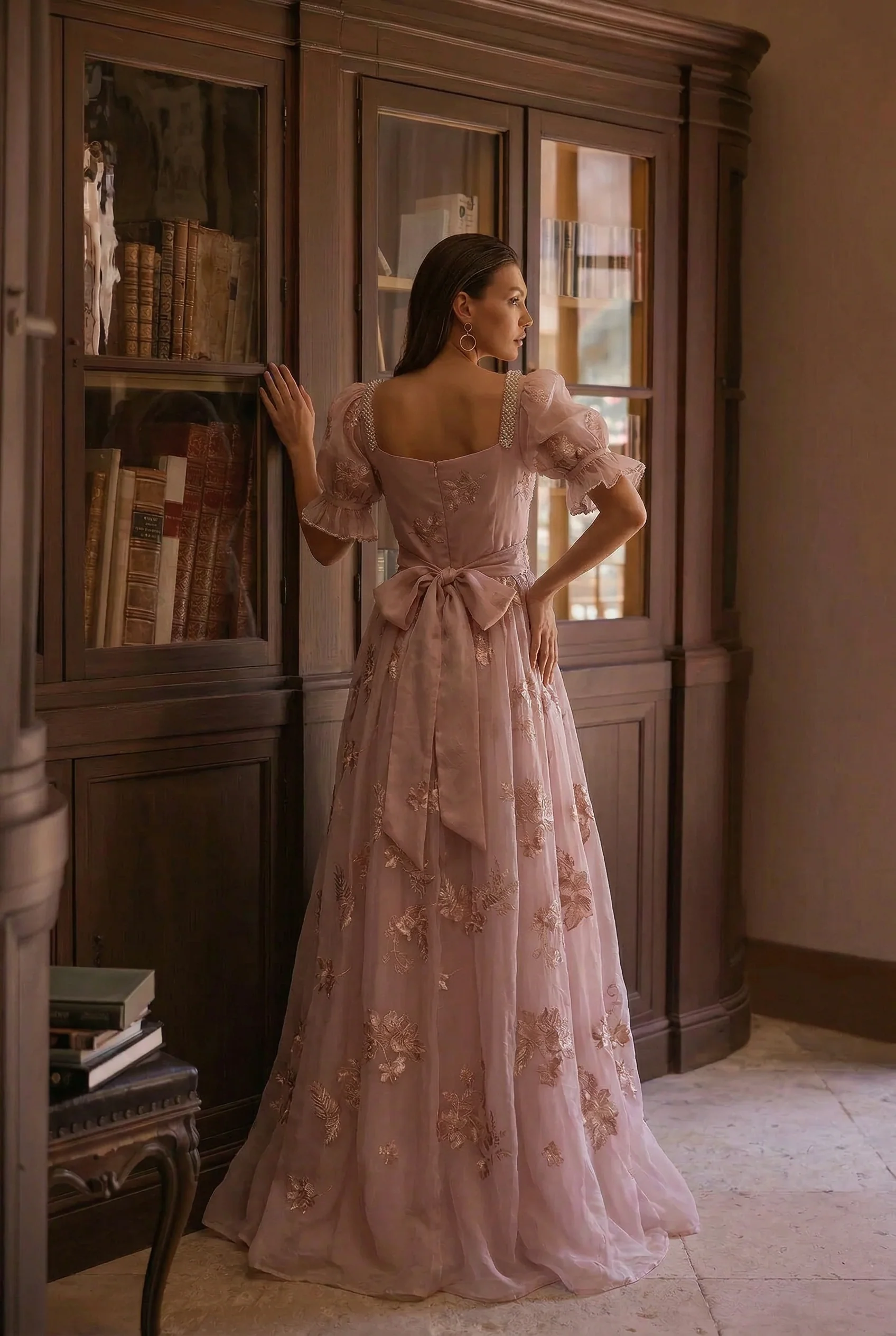 Bridgerton Regency Era Pink Dress Plus Size - Empire Waist Ball Gown - Regency Wedding Dress - Custom Made - Image 3