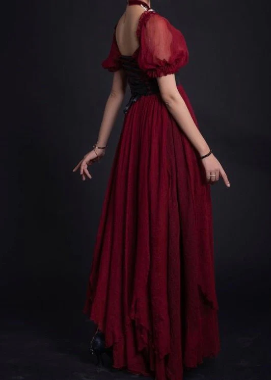 Burgundy Red Bridgerton Dress - Greek Goddess - Regency Ball Gown Empire Waist - Plus Size - Image 5