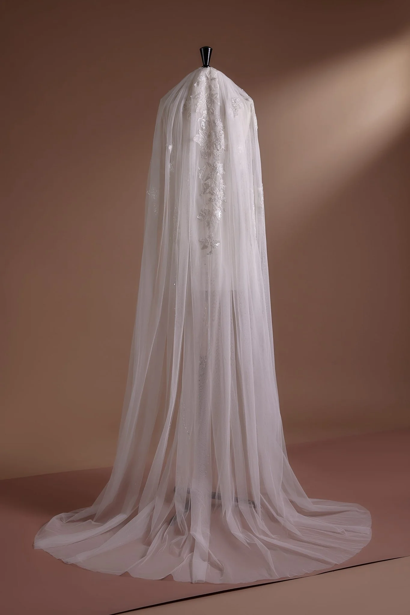 Cathedral Lace Veil with Embroidered Floral Details