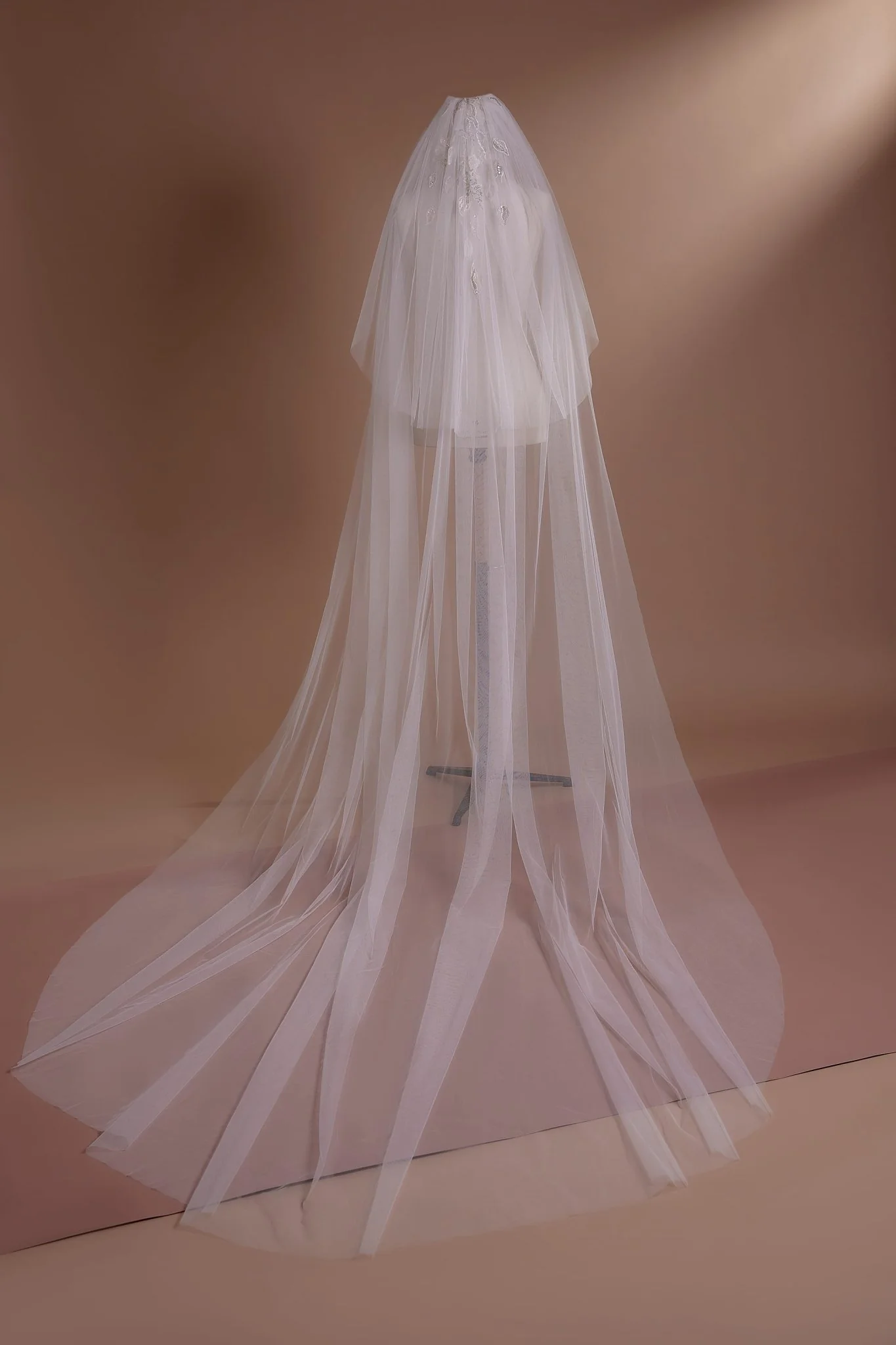 Cathedral Length Wedding Veil with Sheer Tulle Elegance