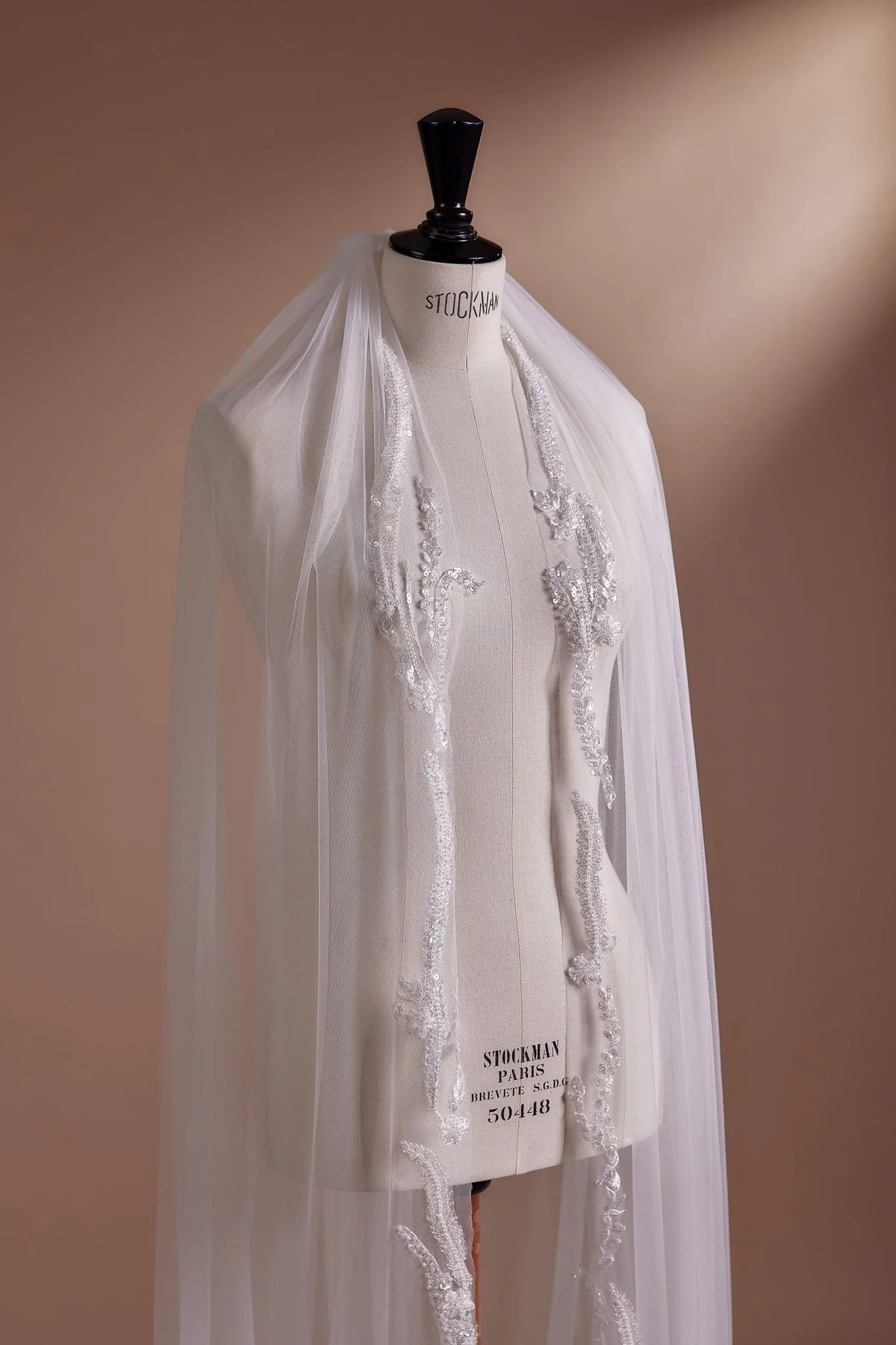 Cathedral Mantilla Veil with Lace and Embroidery - Image 2