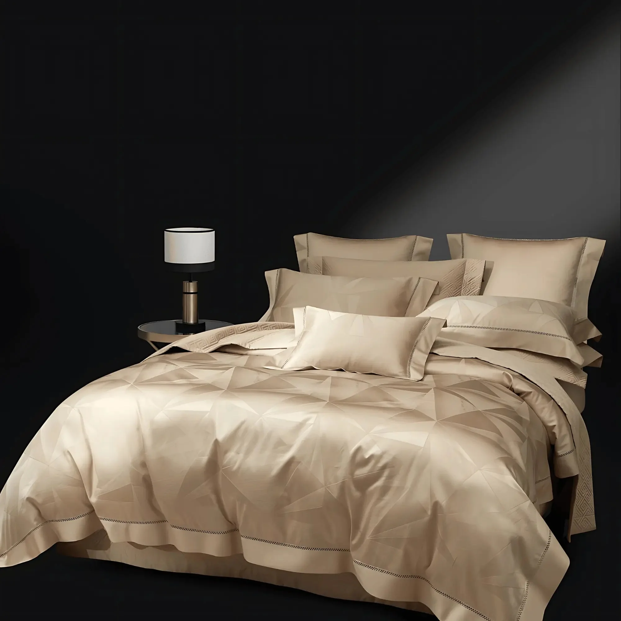 Egyptian Cotton Duvet Cover & Shams – Champagne Elegance - Image 3