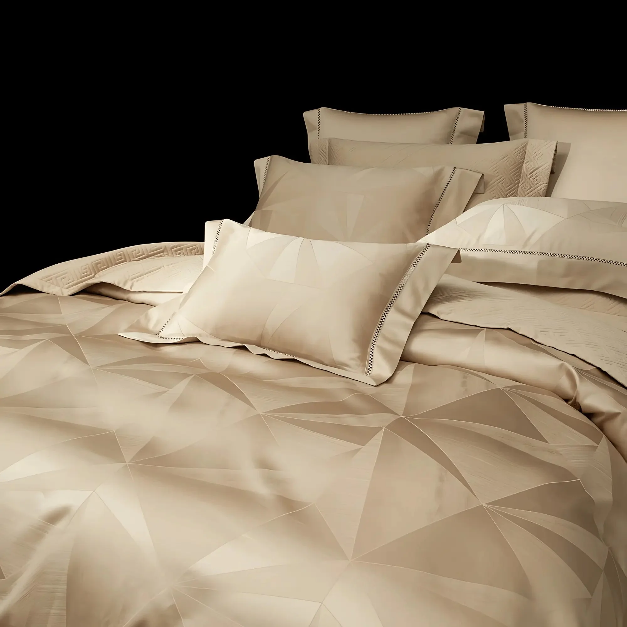 Egyptian Cotton Duvet Cover & Shams – Champagne Elegance - Image 4