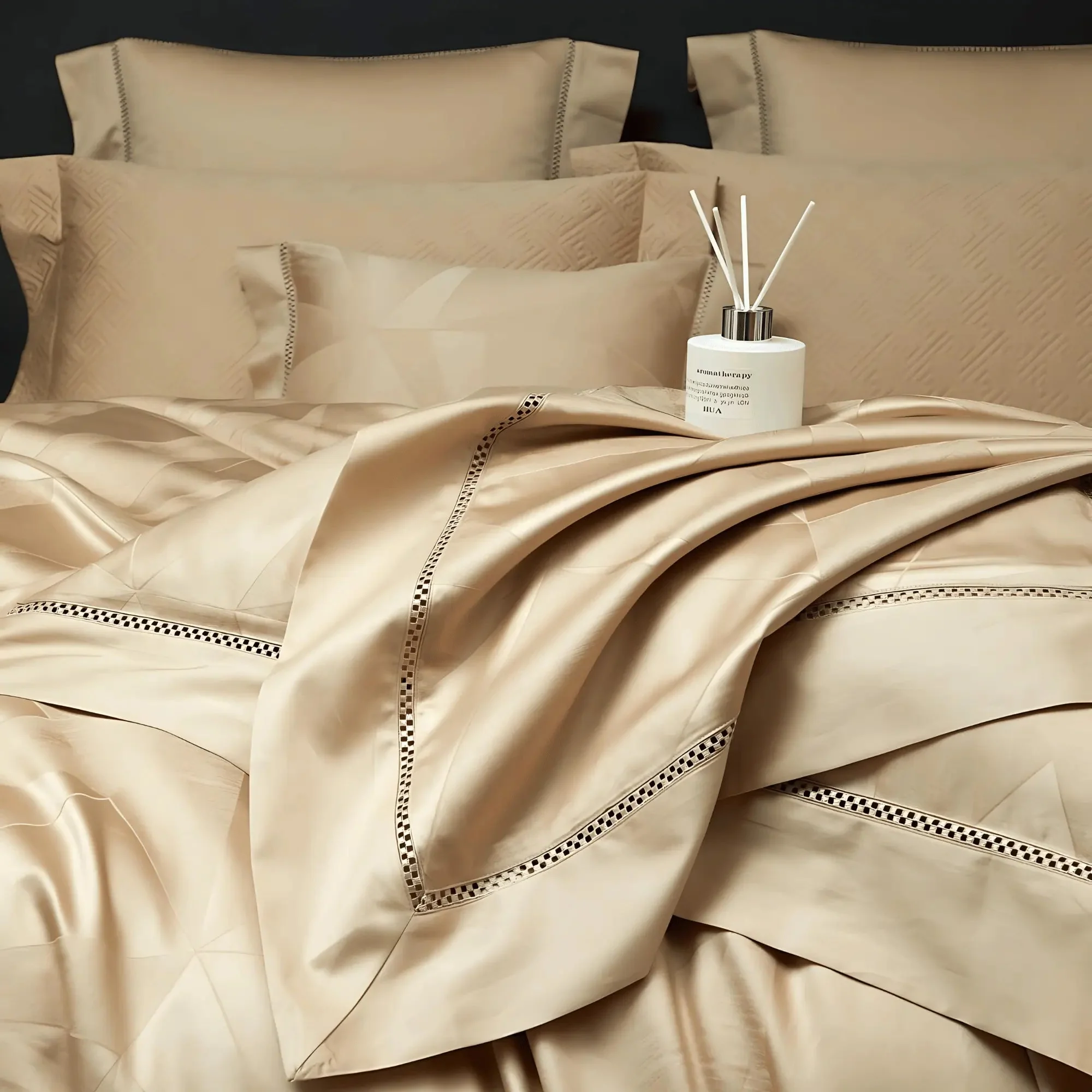 Egyptian Cotton Duvet Cover & Shams – Champagne Elegance - Image 6