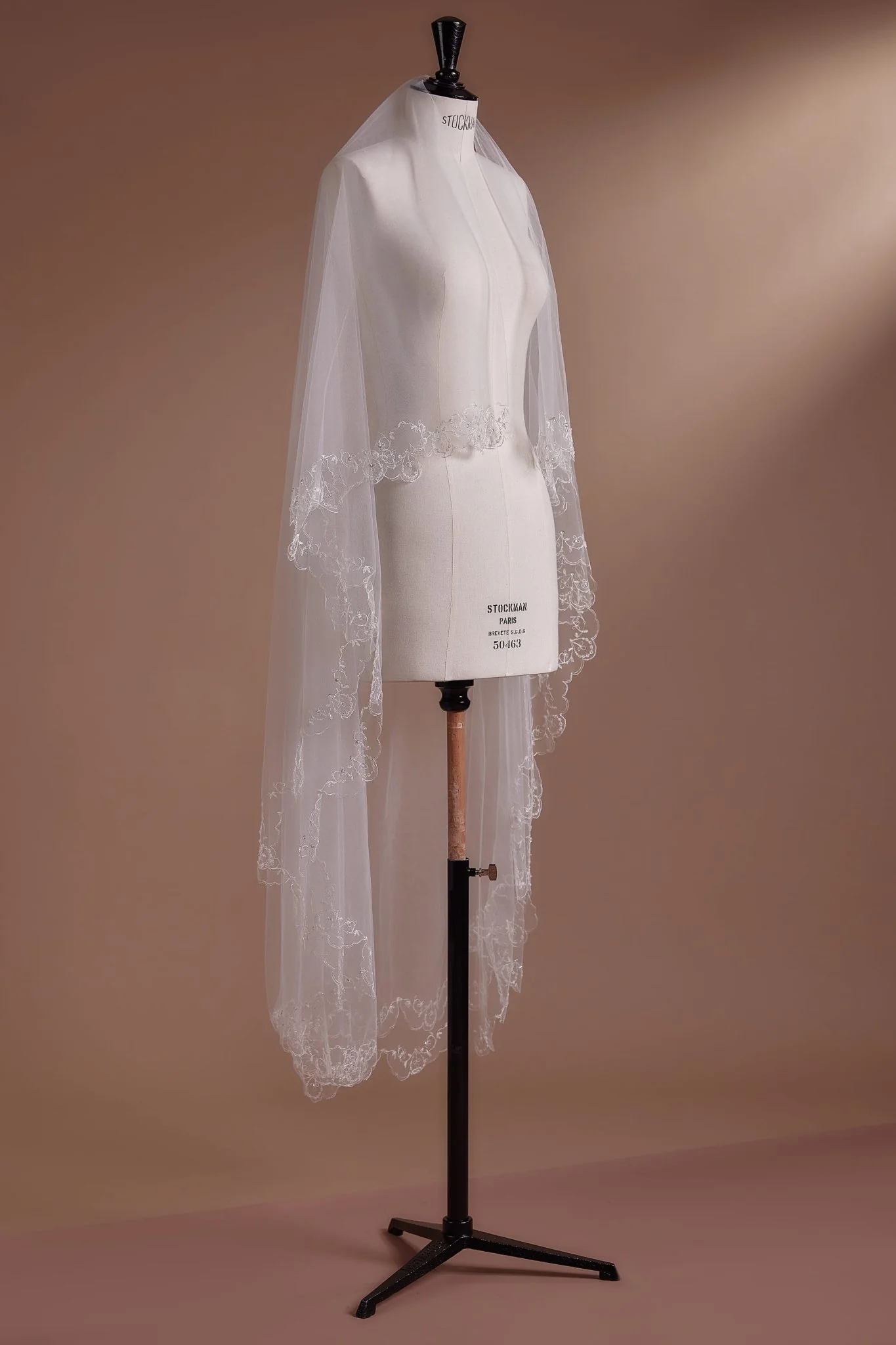 Charming Short Cathedral Veil with Lace Accents