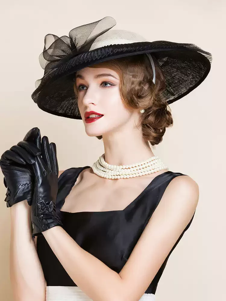 Chic Linen Black Bowler Hat with Butterfly Bow - Black Ladies Bowler Hat - Image 3