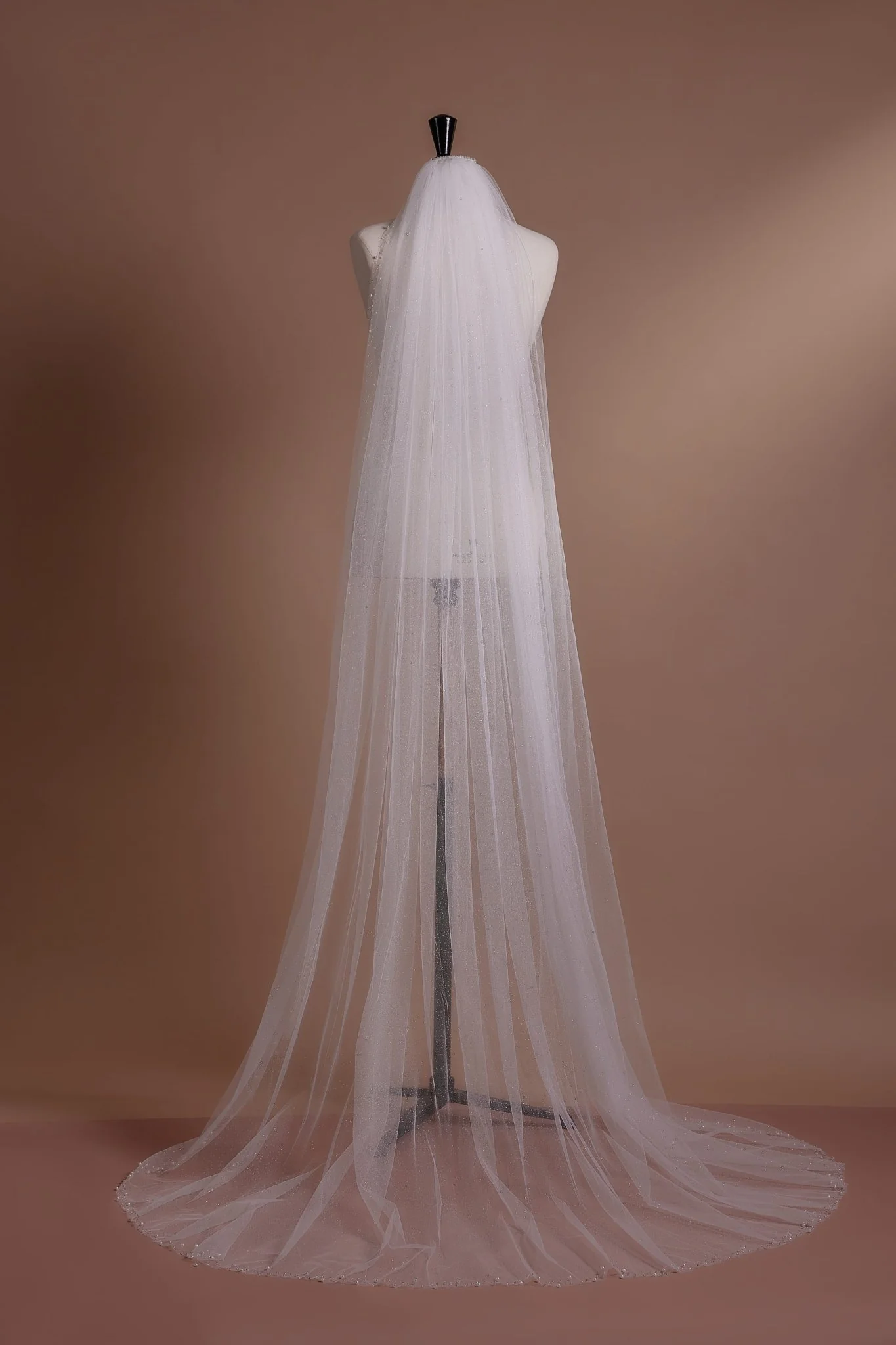 Classic Cathedral Veil with Delicate Beaded Edge and Soft Tulle Draping - Image 2