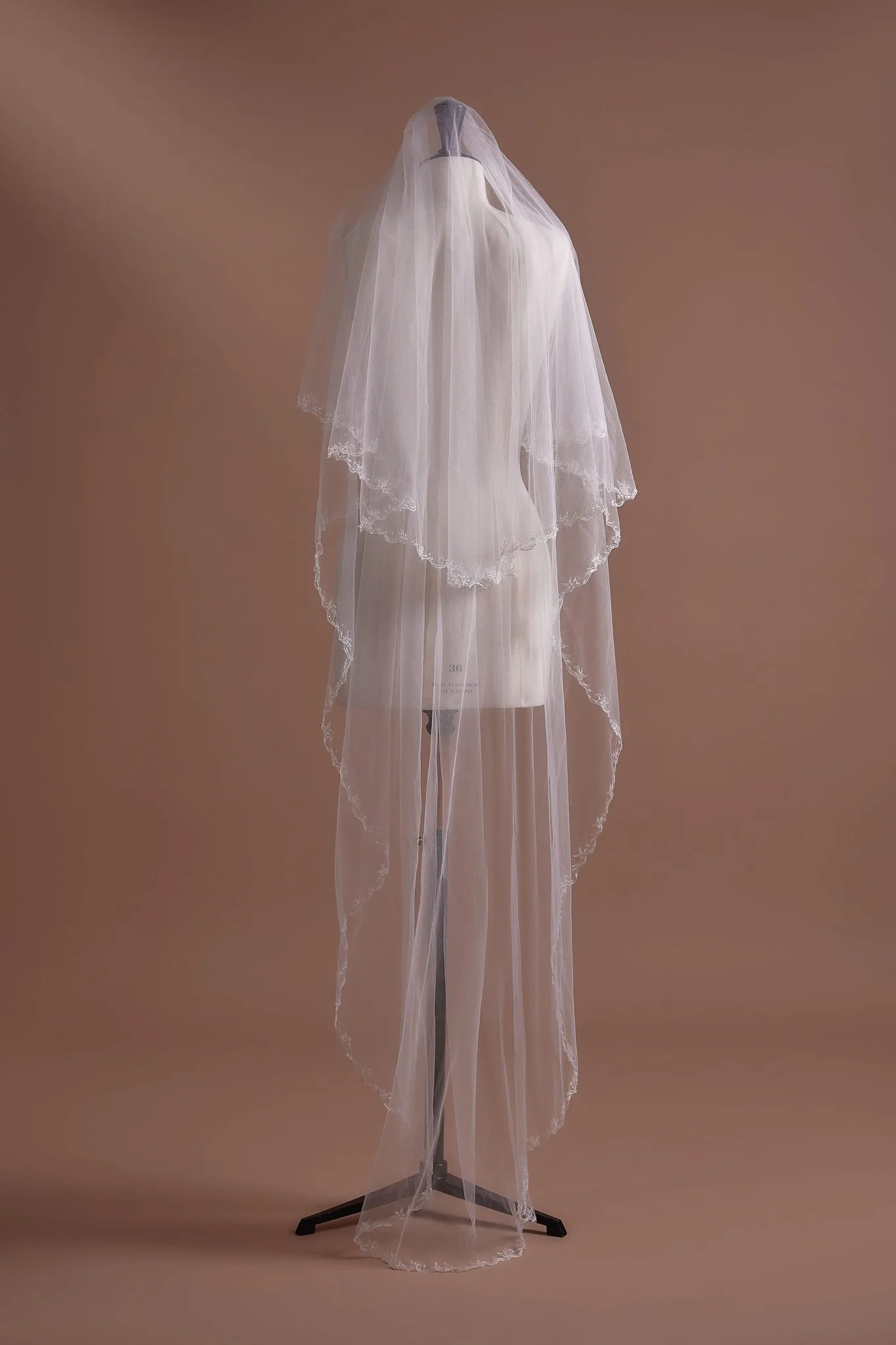 Classic Lace Edge Soft Tulle Wedding Veil, Available with or without Comb - Image 2