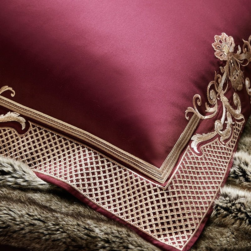 Cleopatra Puce Red Luxury Egyptian Cotton Bedding Set - Image 5
