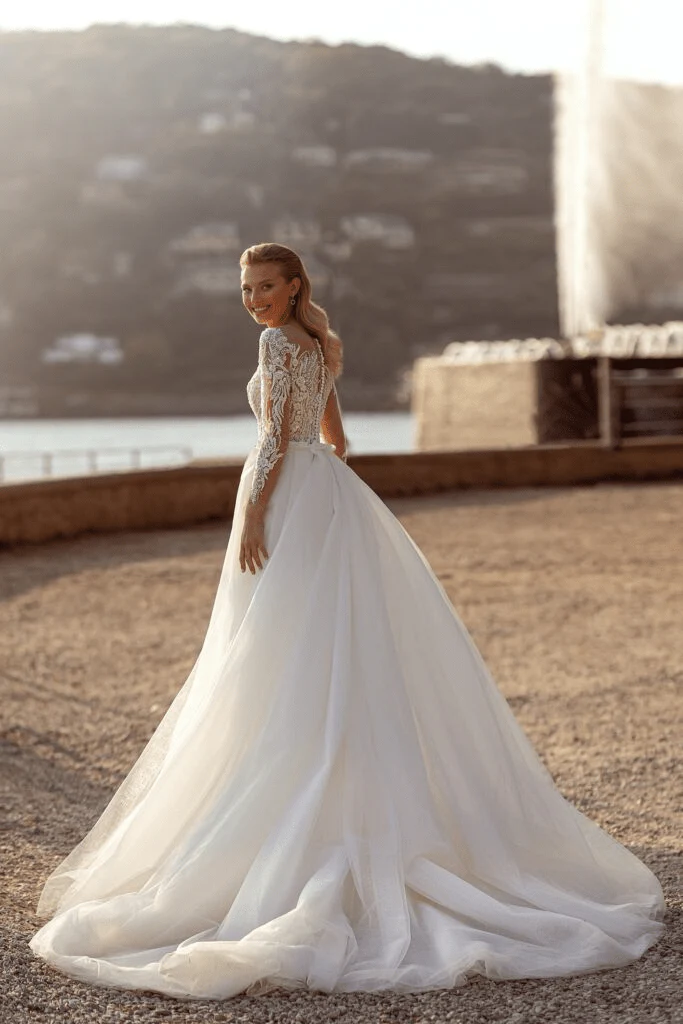 Convertible Wedding Dress - Long Sleeve Wedding Dress - Tulle Mermaid Wedding Gown Plus Size - Image 3