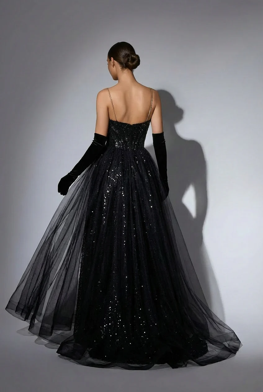 Black Gothic Fairy Wedding Dress - Black Gothic Gown Plus Size - Image 4