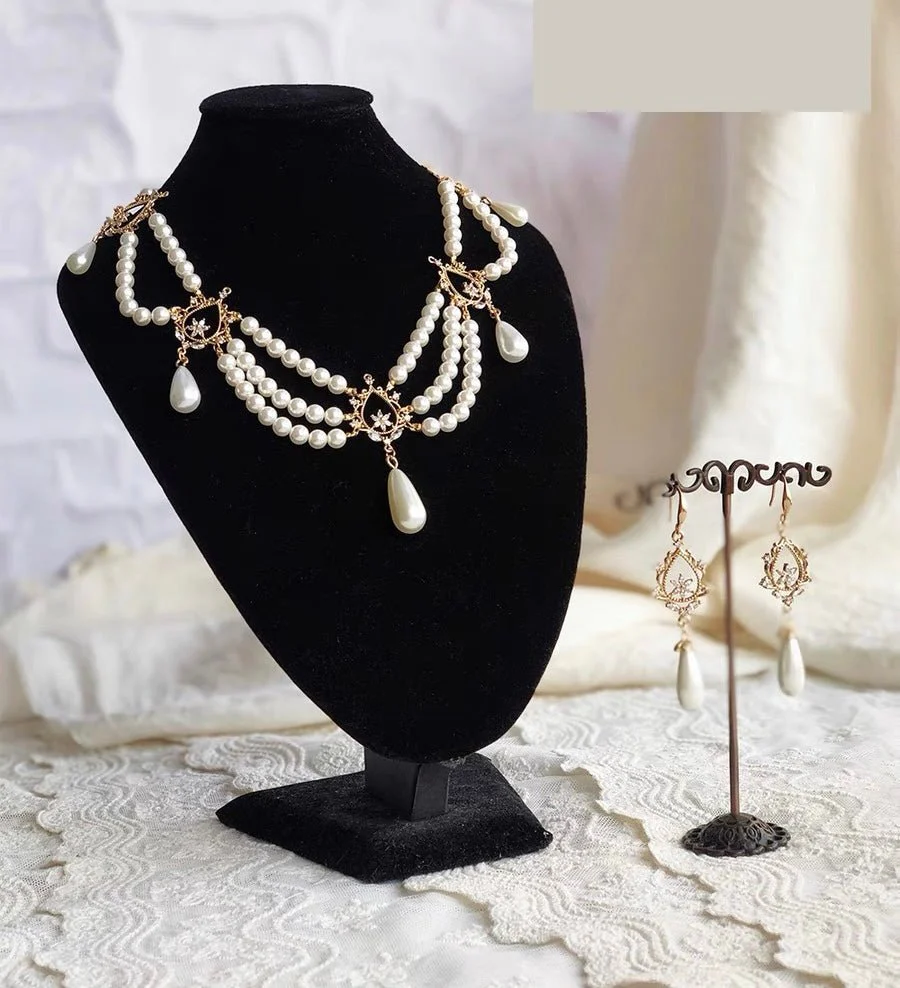 Handmade Regency Necklace Regency Earrings with Pearl - Jane Austen Jewelry - Image 3
