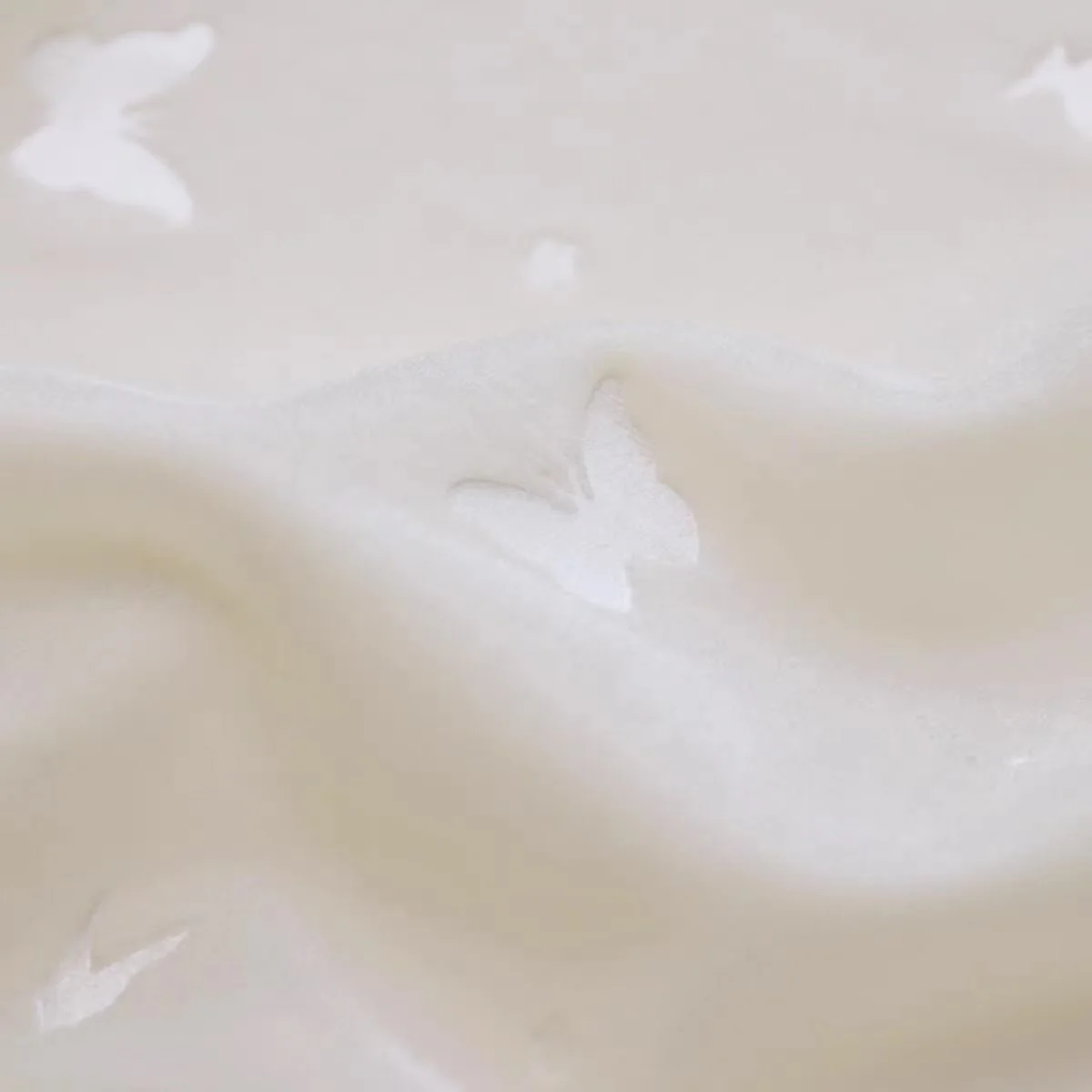 Cream White Velvet Fabric with Embossed Butterflies for Dresses and DIY Projects - Image 3