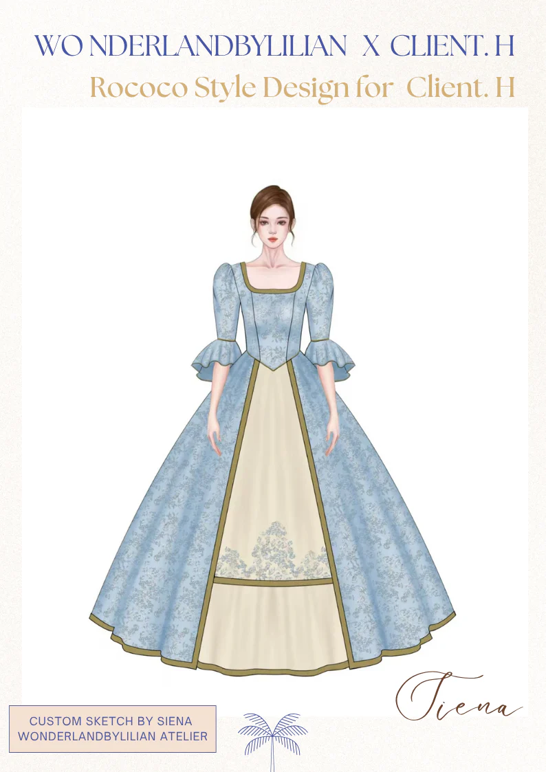 Personalized Digital Custom Gown Sketch & Fabric Sample Selection - Image 3
