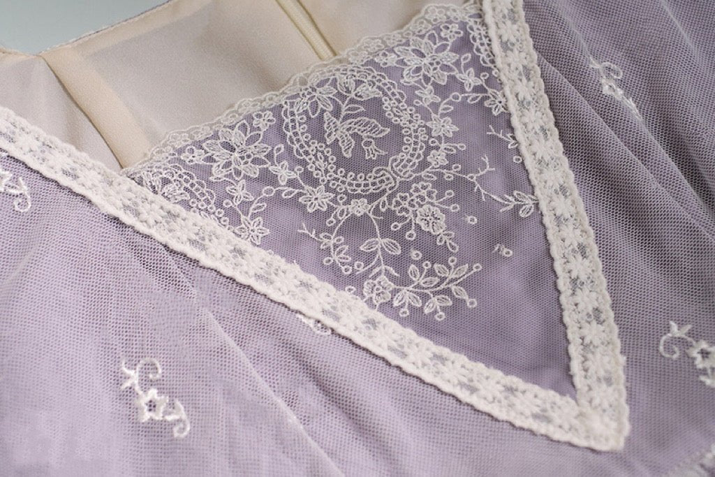 Regency Era Purple Lace Dress Embroidered Empire Waist Ball Gown Plus Size - Image 5