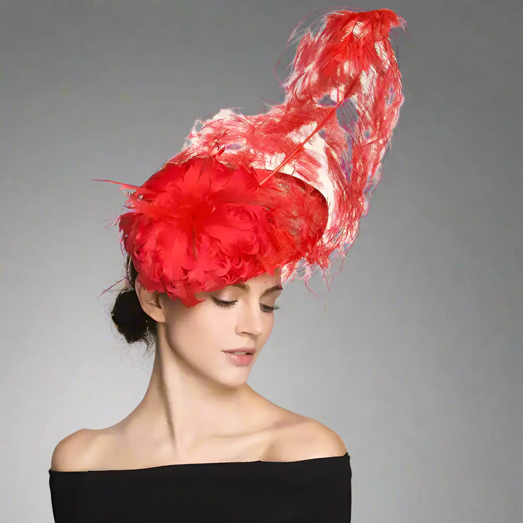 Dramatic Black Fascinator with Feather Accents - Elegant Feathered Cocktail Hat - Image 2
