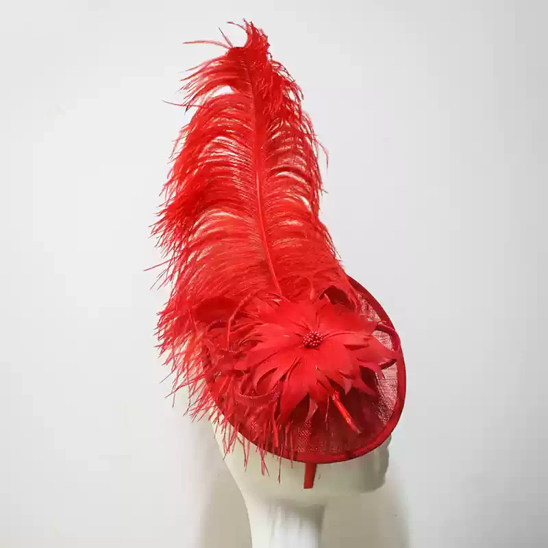 Dramatic Black Fascinator with Feather Accents - Elegant Feathered Cocktail Hat - Image 3