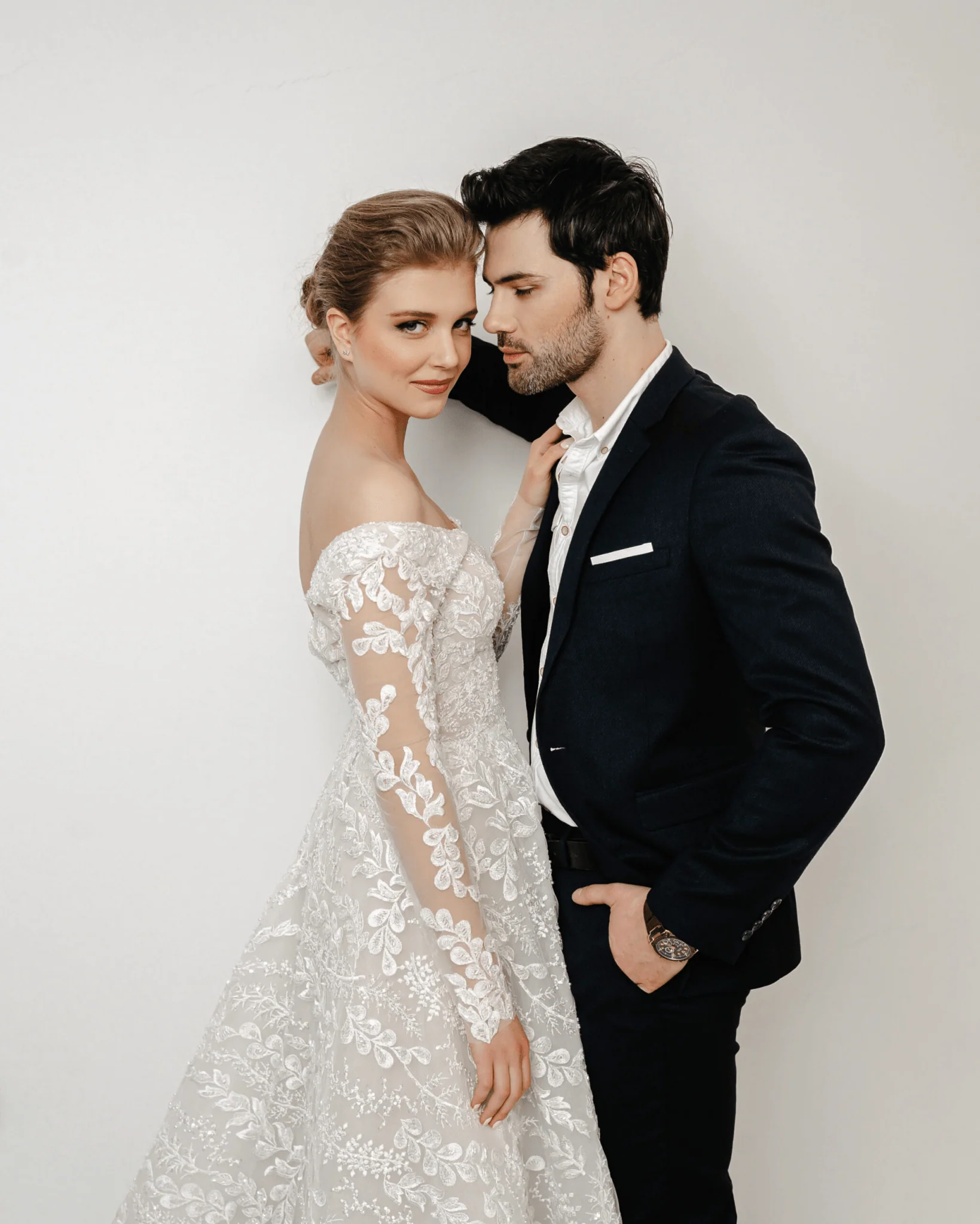 Elegant Aline Ball Gown Wedding Dress and Lace Wedding Gown Long Sleeve - Off Shoulder Wedding Dress Plus Size - FREYA - Image 6