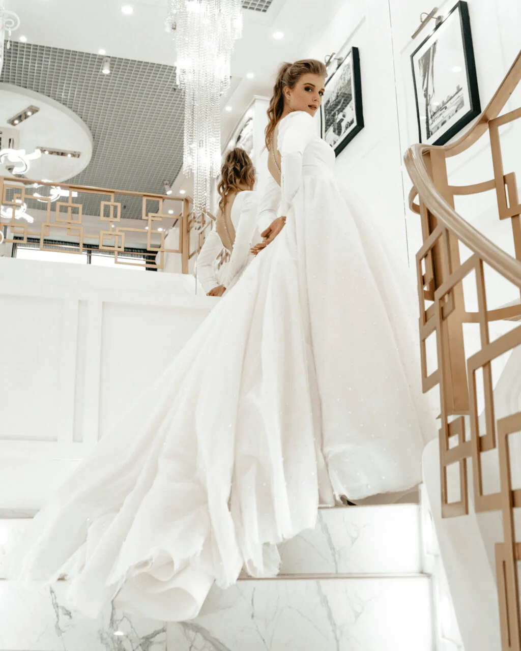 Elegant Aline Ball Gown Wedding Dress with Long Train - Long Sleeve Wedding Dress Plus Size - ANTOINETTE - Image 2