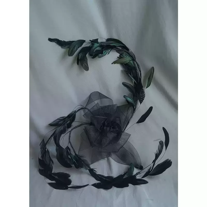 Elegant Black Fascinators and Hats - Black Hat with Feather - Women's Feather Hat - Image 4