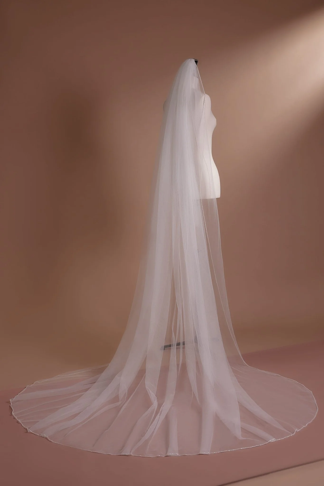 Elegant Cathedral Veil with Subtle Sheer Overlay