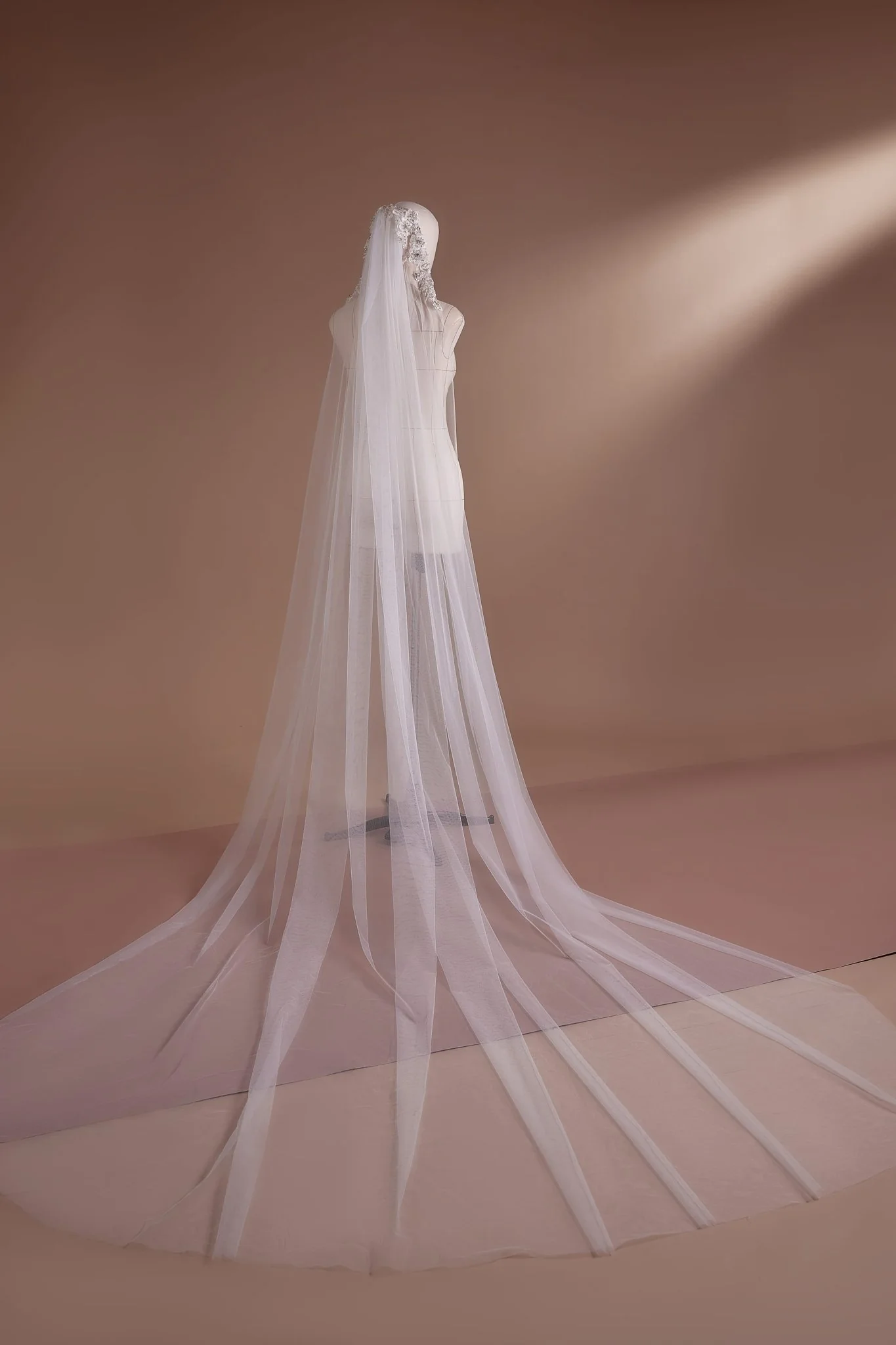 Elegant Floral Cathedral Veil with Lace Detailing